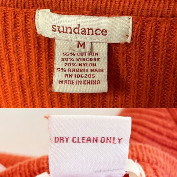 Sundance Sweater Women's MRabbit Hair Blend Orange ButtonCardigan Open Knit - Picture 3 of 7